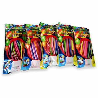 Modelleer ballonnen #260  assorti zak van 100